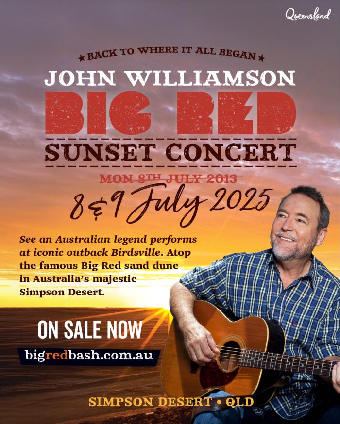 John Williamson Big Red Sunset Concert 2025